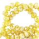 Faceted glass beads 4x3mm disc Sunburst yellow-pearl shine coating